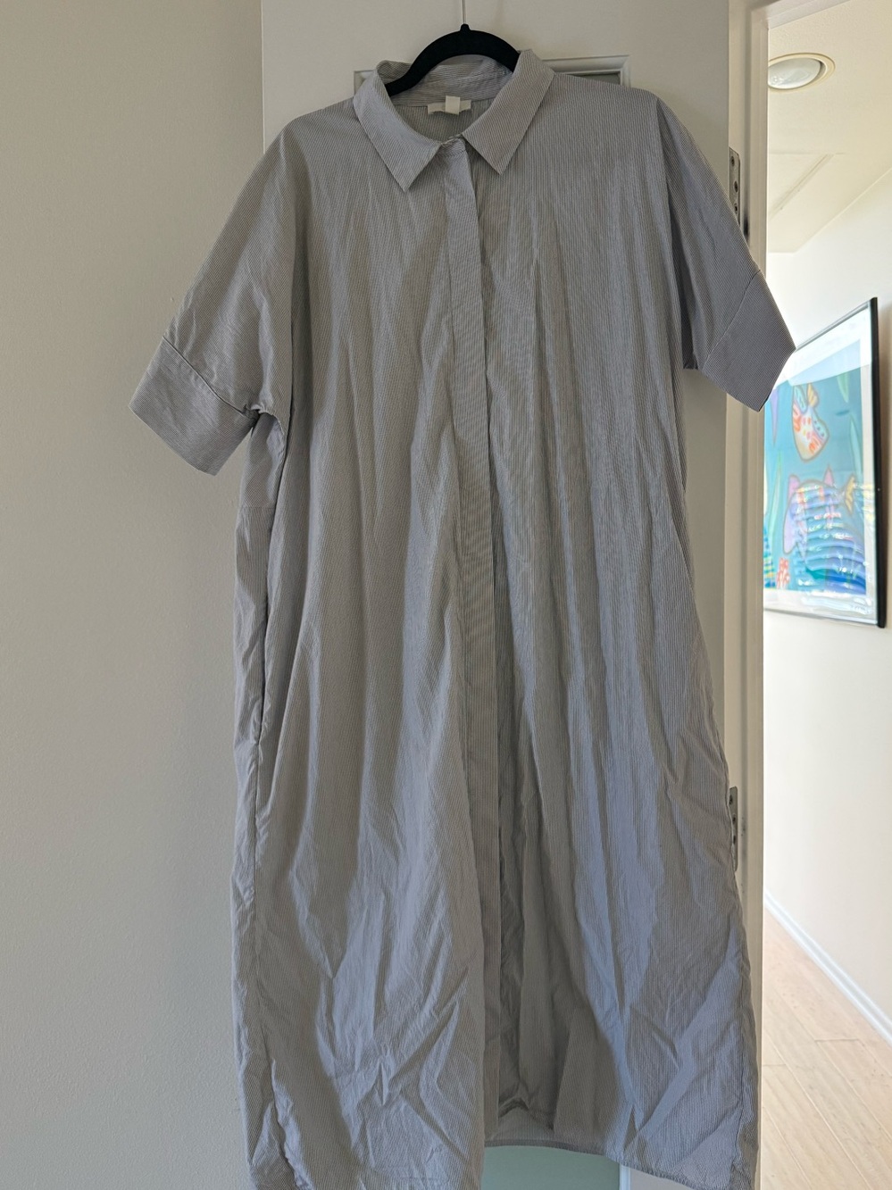COS cotton pinstripe midi dress size small